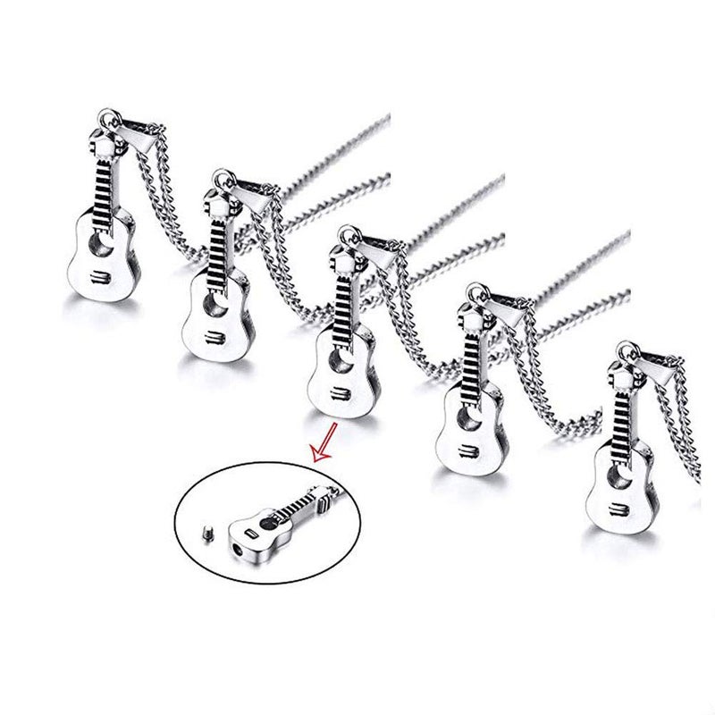 VNOX Set for 5-Keepsake Memorial Jewelry Stainless Steel Guitar Shape Cremation Ash Urn Pendant Necklace - Image 1